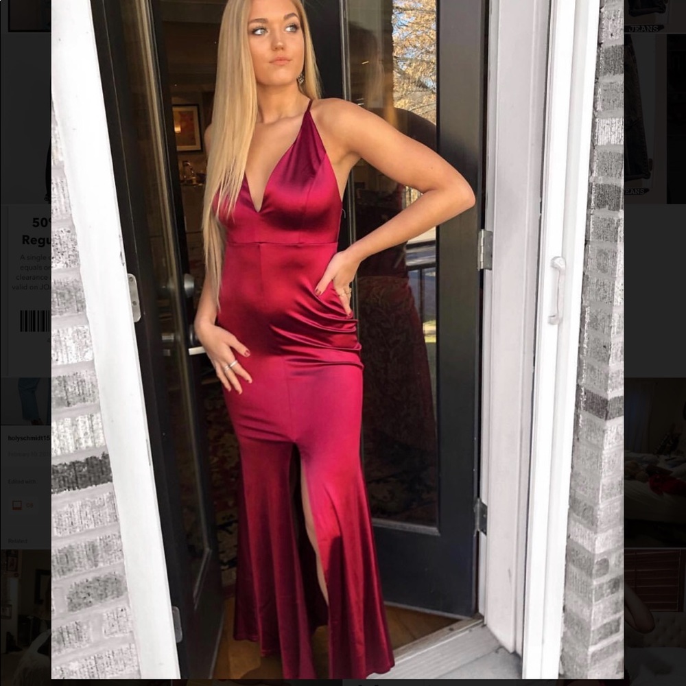 Windsor Red Silky Dress with Slit